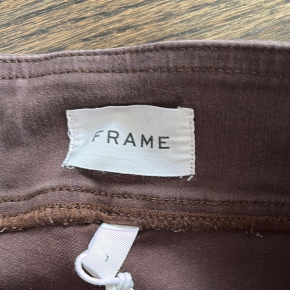 NWT- Sleek Brown Cropped Flared Mini Boot Jeans by FRAME- size 1 - Picture 5 of 7